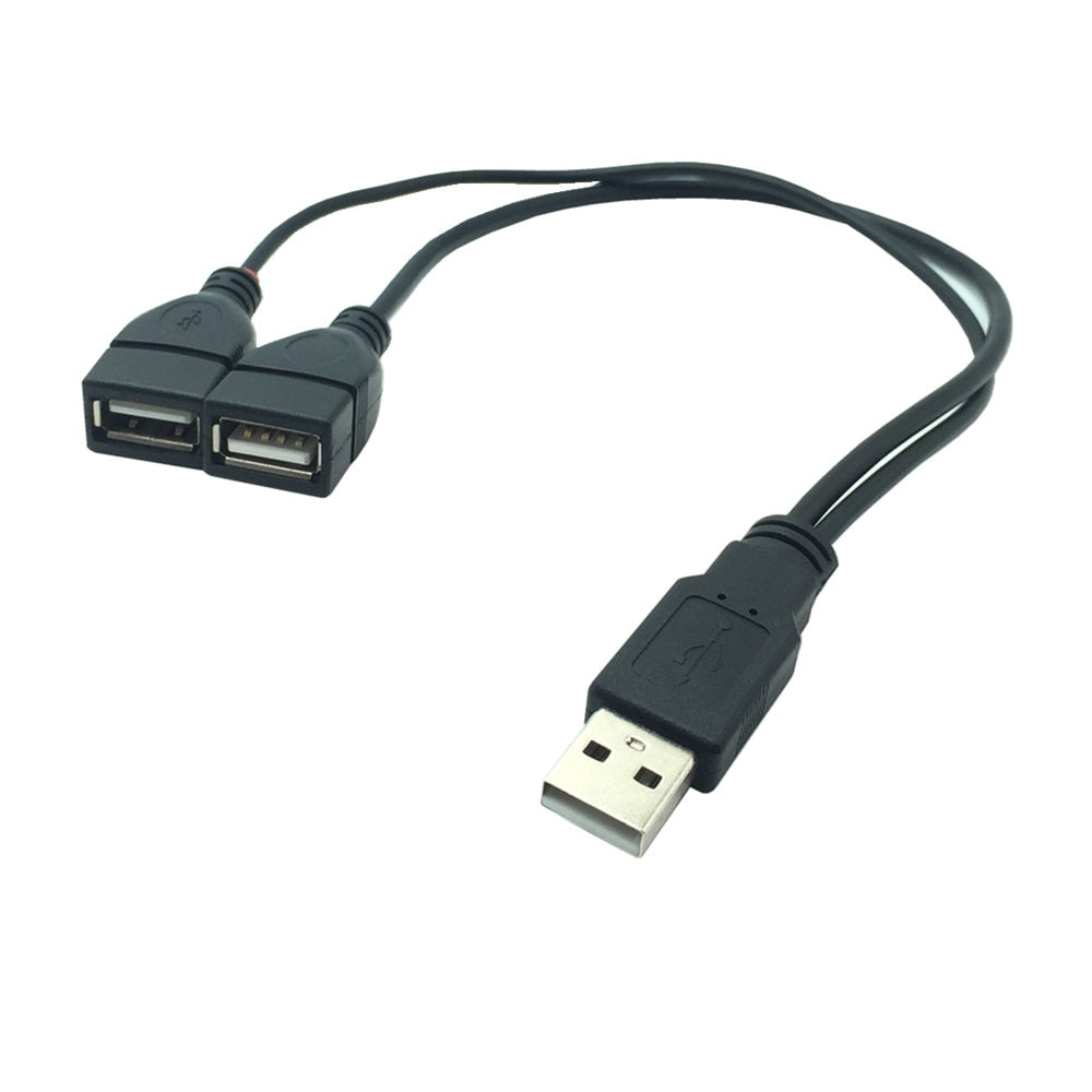 Male USB 2.0 A 1 to 2 Dual USB Female Data Hub Power Adapter Y Splitter  Cable
