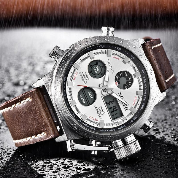 MICHAEL MILITARY LEATHER DIGITAL WATCH