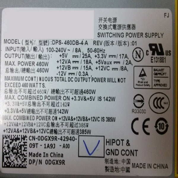 New Original PSU Power Supply DELL 7100 8100 8300 8700 460W Power Supply D460AM-02 H460AD-00 WC1T4 DM1RW D460EM-00 PC9004 ATX0460AWWB