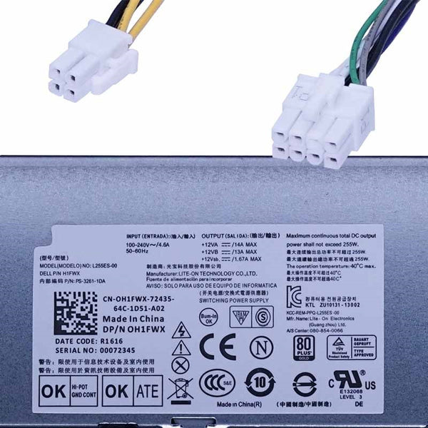 New Original PSU Power Supply Dell 3020 7020 9020 255W Power Supply L255AS-00 AC255ES-00/01 D255AS-00 D255ES-00 L255ES-00 AC255AS-00