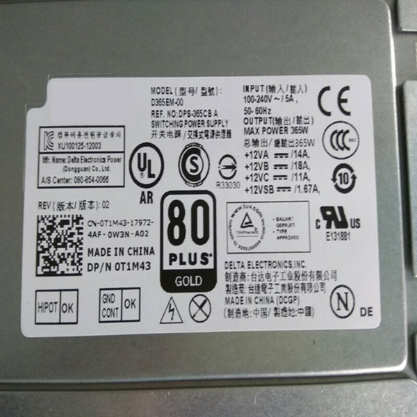 New Original PSU Power Supply Dell 3020 9020 7020 3620 8Pin 365W Power Supply D365EM-00 HU365EM-00 DPS-365CB A HK465-11PP 07VK45 0T1M43