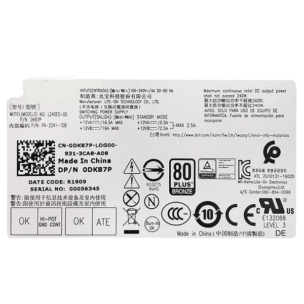 New Original PSU Power Supply Dell 3050 3060 3650 5050 7050 6Pin 240W Power Supply H240ES-02 L240AM-02  B240NM-00 H240NM-00 AC240AM-01