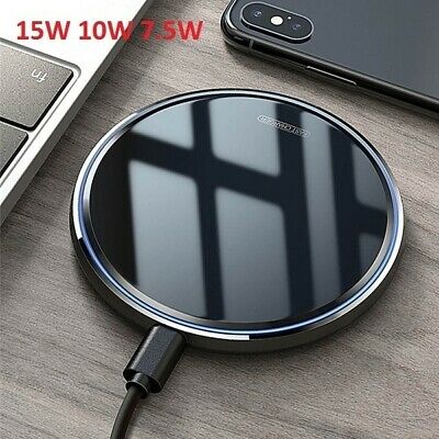 US 15W Fast Qi Wireless Charger Inductive Charging Pad Mat For iPhone 11 8 XS XR