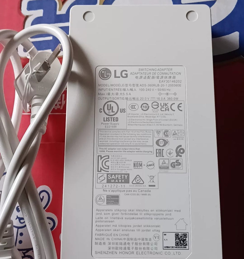 LG 45GX950A 32u990a Original Power Adapter Model: ADS-360RLB-20-1 200360E 20V 18A 360W