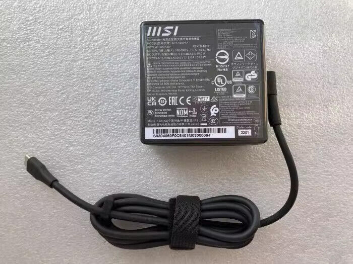 Original MSI A21-100P1A A100AP05P P15 A12 E16 MS-16S8 Charger AC Adapter 100W USB Type-C Notebook Power Supply Cord