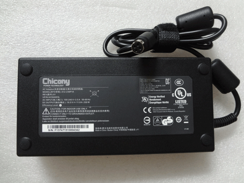 Genuine OEM Chicony Sager Slim AC Power Adapter Charger 4-PIN 230W 19.5V 11.8A Notebook Power Supply Cord