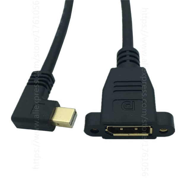 0.3m Thunderbolt Mini DisplayPort Male Right Angle  to DisplayPort Cable Mini DP to DP 30cm Cable for Laptops Projectors Macbook