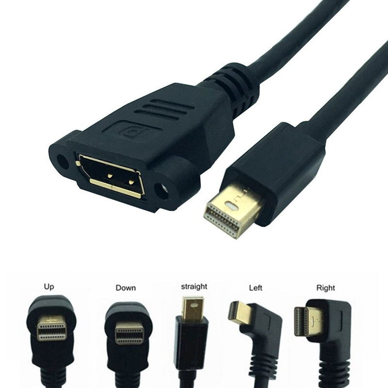 0.3m Thunderbolt Mini DisplayPort Male Right Angle  to DisplayPort Cable Mini DP to DP 30cm Cable for Laptops Projectors Macbook
