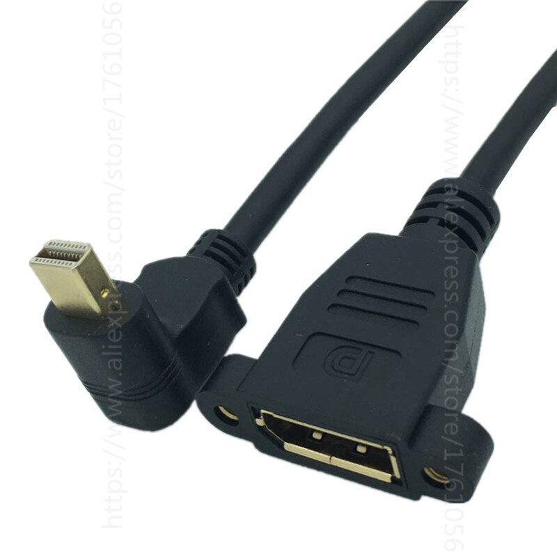 0.3m Thunderbolt Mini DisplayPort Male Right Angle  to DisplayPort Cable Mini DP to DP 30cm Cable for Laptops Projectors Macbook