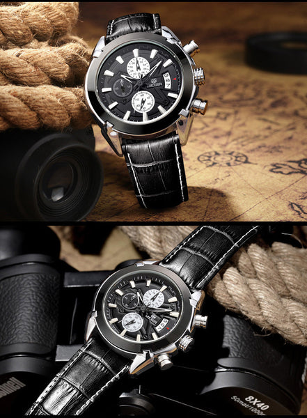 DEVIN Quartz Sport Chronograph Leather Watches
