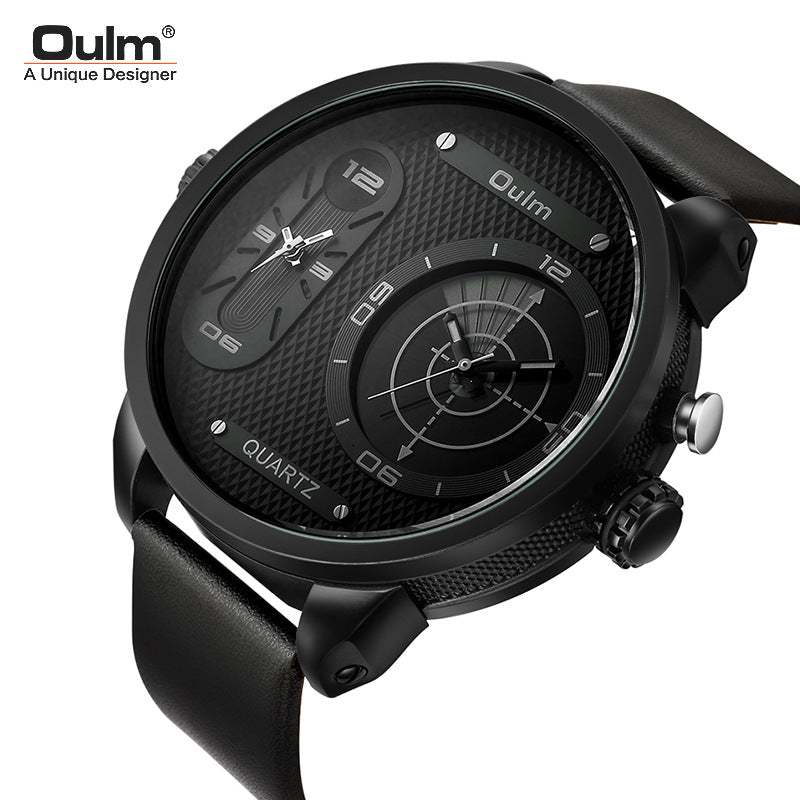 Oulm Fashion Men's Watches LED Two Time Zone