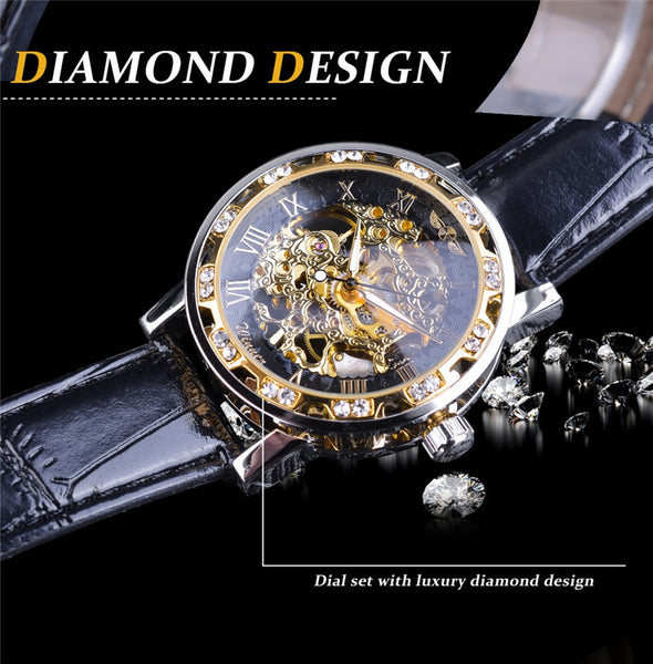 Diamond Automatic Skeleton Watch
