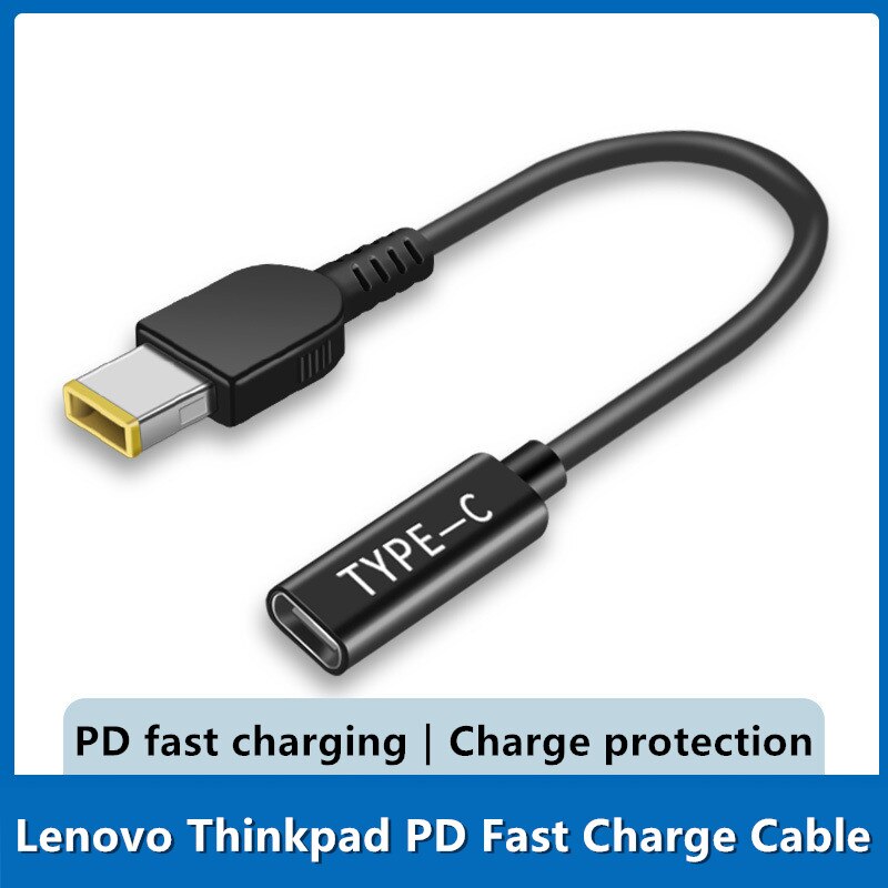 15cm 65W USB C PD Type C Female to Square Slim Tip Power Charging Cable for -Lenovo Thinkpad E440 E450 E550 E560 T430 T440S