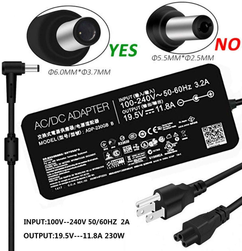 19.5V 11.8A AC Charger for Asus  ADP-230GB GX501VI GX501VIK  Laptop Power Supply Adapter Cord