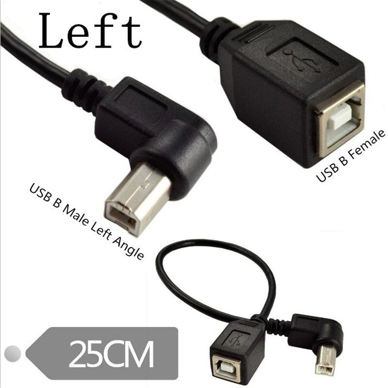 1PCS Right Angle USB Type B male to USB B female Printer new Extension Sync Cable Cord 0.25M
