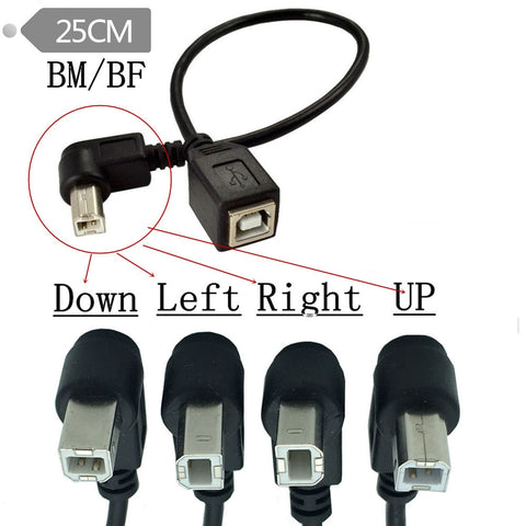 1PCS Right Angle USB Type B male to USB B female Printer new Extension Sync Cable Cord 0.25M