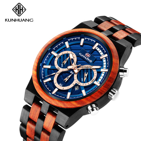 KUNHUANG Wooden Watch Men
