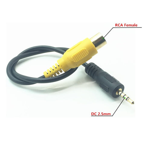 1pcs RCA Female to 2.5mm Male AV-IN Rear View Camera To GPS Adapter Cable 30cm
