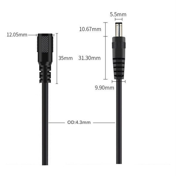 20AWG Male / Female DC5.5 Cable 5.5MM * 2.1MM 5.5 2.1 Socket Power Adapter Connector Wire for LED Strip Light 0.3M 0.5M 1M 2M 3M