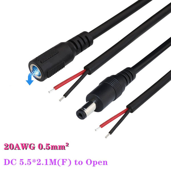 20AWG Male / Female DC5.5 Cable 5.5MM * 2.1MM 5.5 2.1 Socket Power Adapter Connector Wire for LED Strip Light 0.3M 0.5M 1M 2M 3M