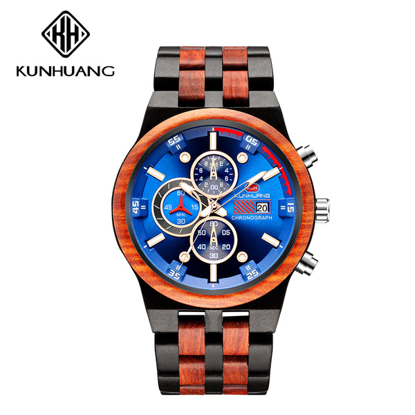 KUNHUANG Wooden Men Watches Stylish Gift for Man