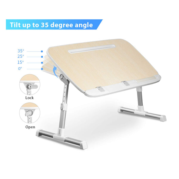 Laptop Bed Tray Table Adjustable Laptop Desk for Bed,Foldable Standing Desk for Writing in Sofa and Couch Wood Large Size