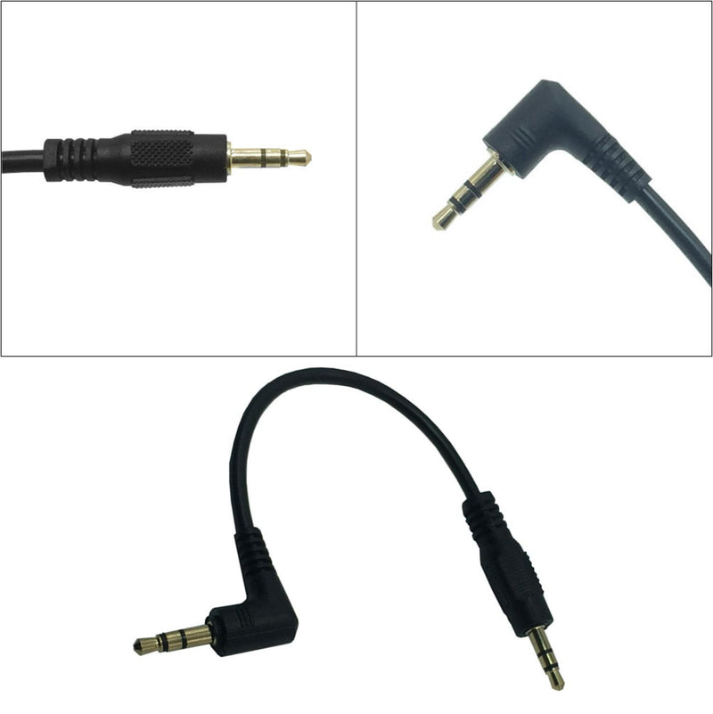 2pcs AUX Cable Jack 3.5mm Right Angled L 10cm male to male 90 degree cord 0.1m