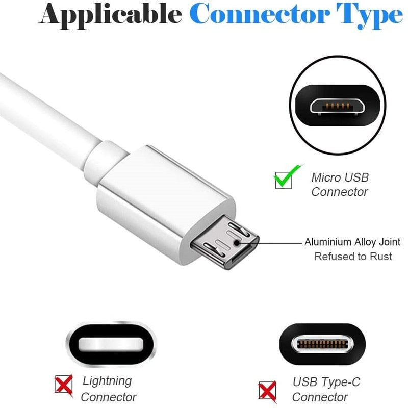 3.28FT Long Android Charger Cable Fast Charge,USB to Micro USB Cable White,Micro USB 2.0 Cable USB Micro Cable for Charger Cord
