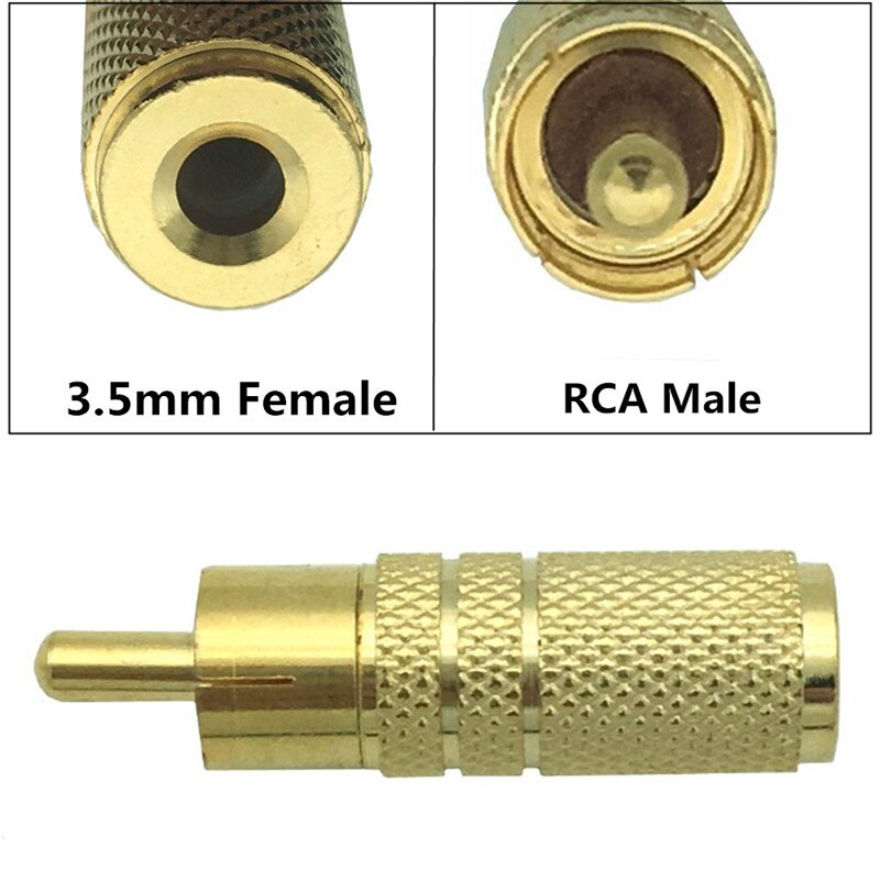 3.5mm 1/8" Aux Mono Female Jack to RCA Male Plug Gold Plated Audio Adapter F/M adapter