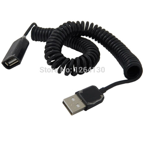 30cm~2.5M 1~8FT USB 2.0 Spring Extension Cable Black Coiled Charger Sync Adapter