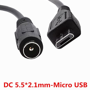 3A 5.5 x 2.1mm / 3.5 x 1.35mm DC Power Charger Adapter Converter Connector Female to Micro USB 5pin Male for Laptop/Tablet 0.2M