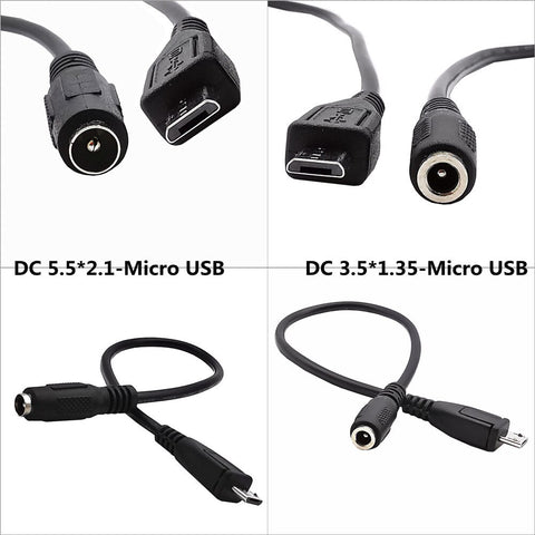 3A 5.5 x 2.1mm / 3.5 x 1.35mm DC Power Charger Adapter Converter Connector Female to Micro USB 5pin Male for Laptop/Tablet 0.2M