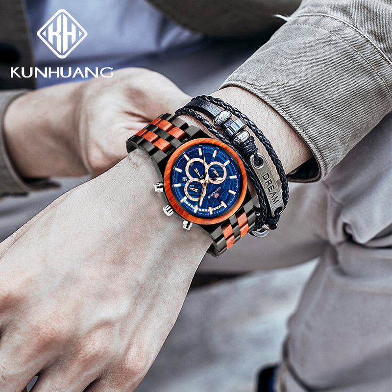 KUNHUANG Wooden Watch Men