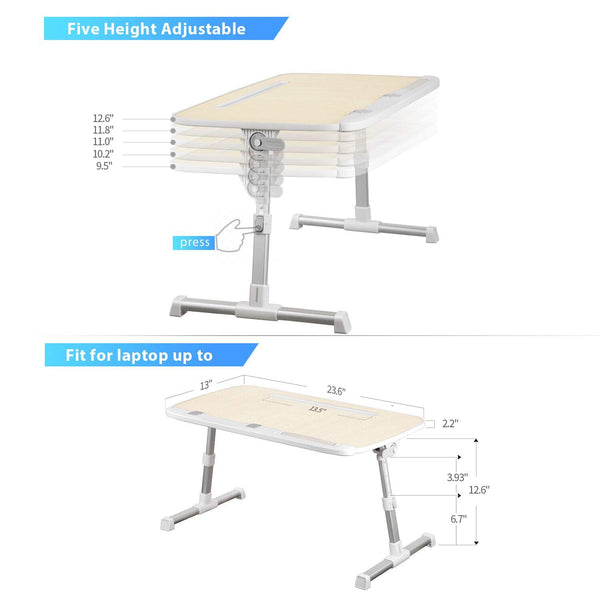 Laptop Bed Tray Table Adjustable Laptop Desk for Bed,Foldable Standing Desk for Writing in Sofa and Couch Wood Large Size