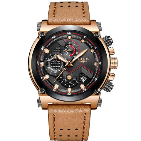 Leather Automatic date Quartz Watches