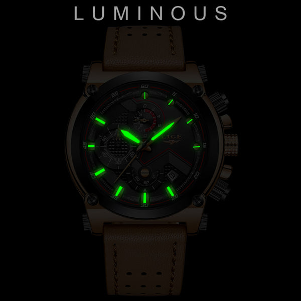 Leather Automatic date Quartz Watches