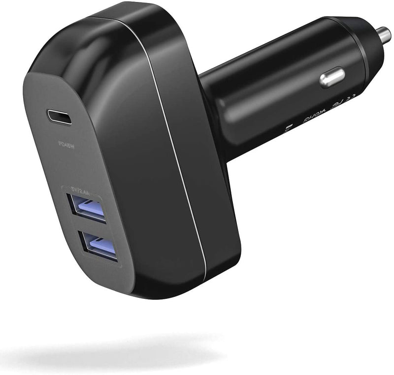 Original Charger USB C Car Charger, 60W 3 Port Fast Charge Car Charger with USB C PD3.0 & Dual USB A, for 12/12 Pro Max/12 Mini/11/11 Pro Max/XR/X/8/7, Galaxy S10/S9/S8, Note, Pixel (Black)
