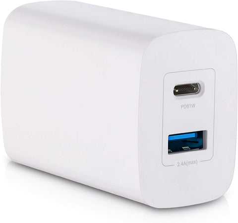 Original Charger 61W 2-Port USB C Wall Charger, PD3.0 Type C Fast Charging Adapter for Other laptops or Phones (White)