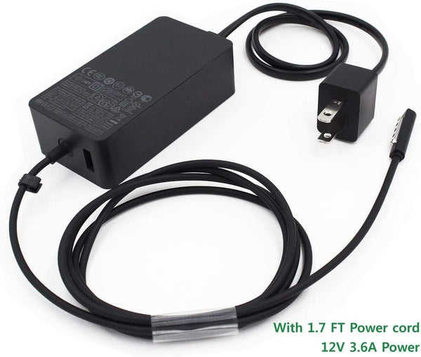 Original Charger Genuine 48W Replacement Power Adapter Charger for Microsoft Surface Pro 1 Pro 2 10.1 inch Windows 8 Tablet PC Power Supply Jack with 1.7 FT Power Cord (12V 3.6A)