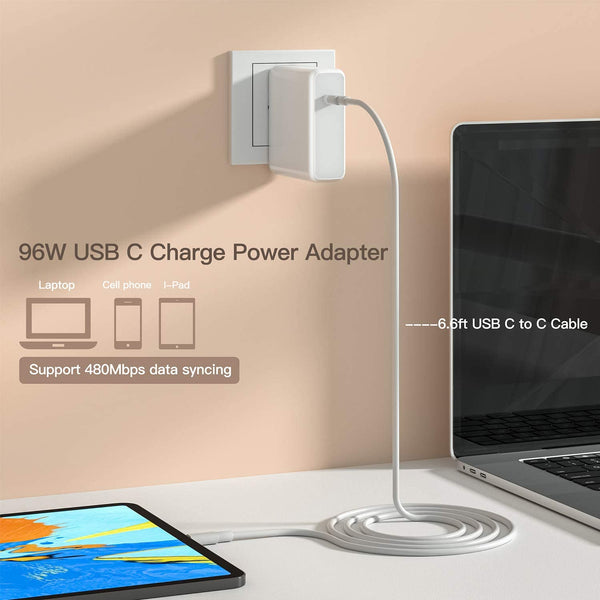 Original Charger Genuine MacBook Pro Charger,96W USB-C Power Adapter Compatible with USB C Laptop,with 6.6ft USB-C to USB-C Charge Cable