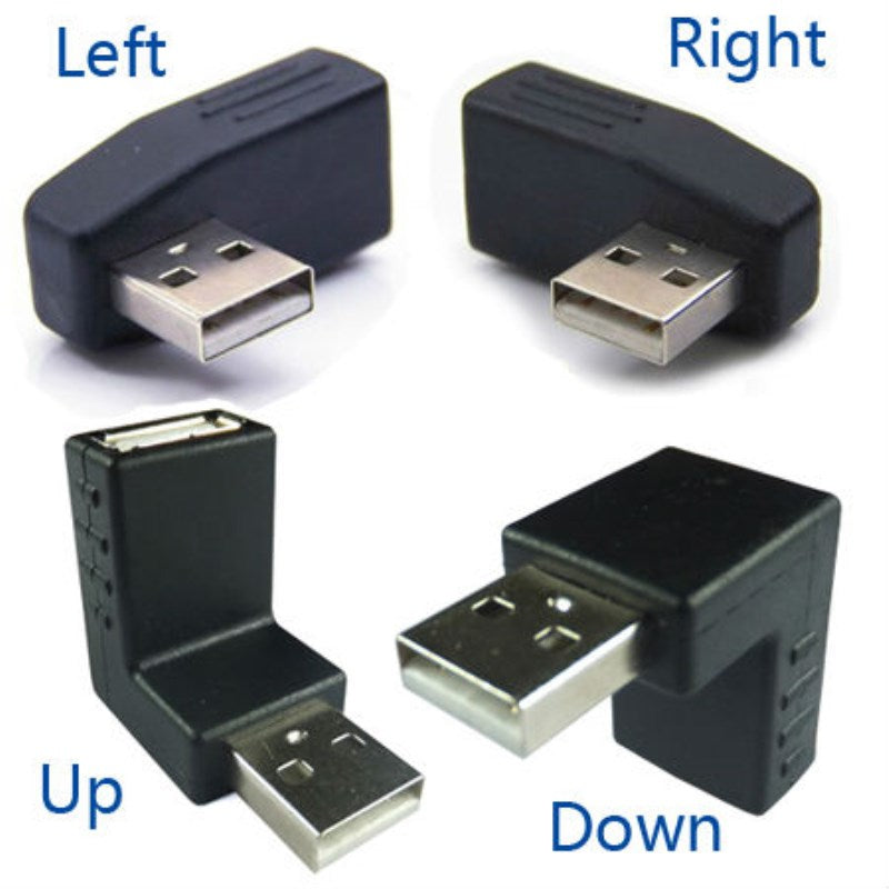 90 degree Left /Right /Up/Down Angle L Bending USB 2.0 A Male to Female Adapter Extension Connector for Computer Notebook