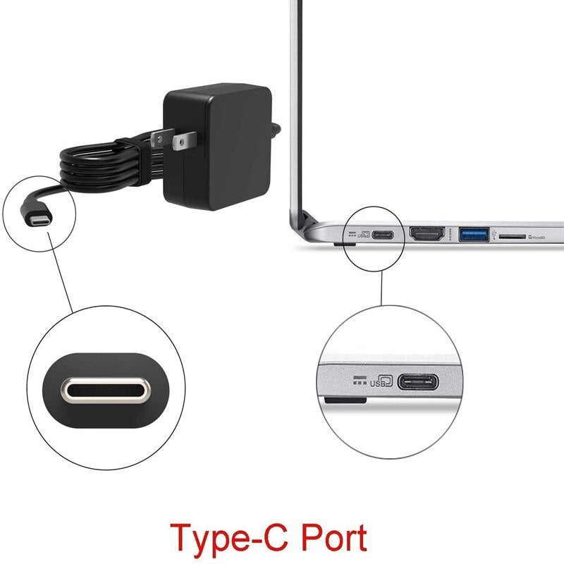 Original Charger AC Charger for Dell  XPS 9370 9360 9365 9380 9250 9350 9343 9333 P71G P54G Laptop - Power Supply Adapter Cord USB C 45W 30W