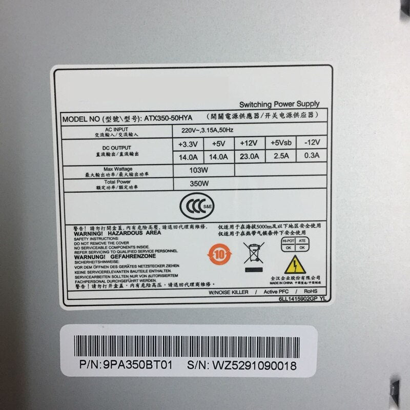 Almost New Original PSU  Power Supply FSP AOC 350W Switching Power Supply ATX350-50HYA FSP350-50HYA