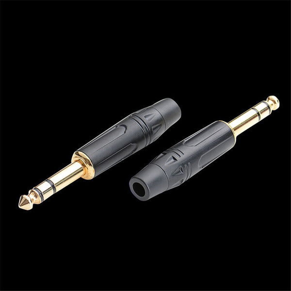 DIY 6.35mm 3Pole Stereo Audio Male Plug Adapter 6.5 Amplifier Microphone Jack 6.5mm TRS Plug Welding Connector Red/Black