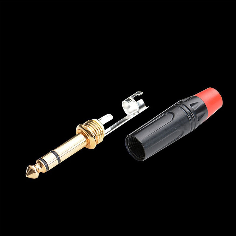 DIY 6.35mm 3Pole Stereo Audio Male Plug Adapter 6.5 Amplifier Microphone Jack 6.5mm TRS Plug Welding Connector Red/Black