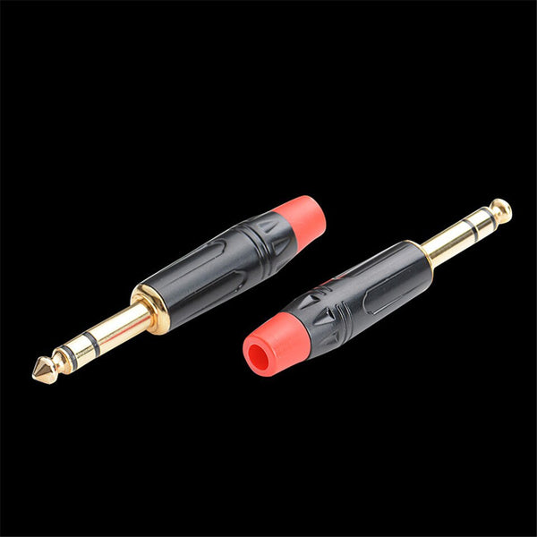 DIY 6.35mm 3Pole Stereo Audio Male Plug Adapter 6.5 Amplifier Microphone Jack 6.5mm TRS Plug Welding Connector Red/Black