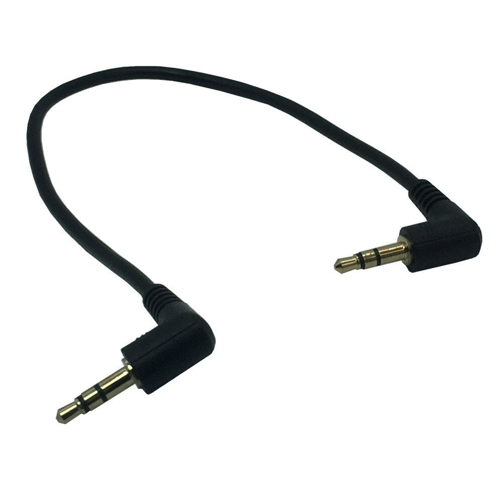 Dual Right Angle AUX Cable Jack 3.5mm Male to Male Audio Cord 90 Degree 3 Pole