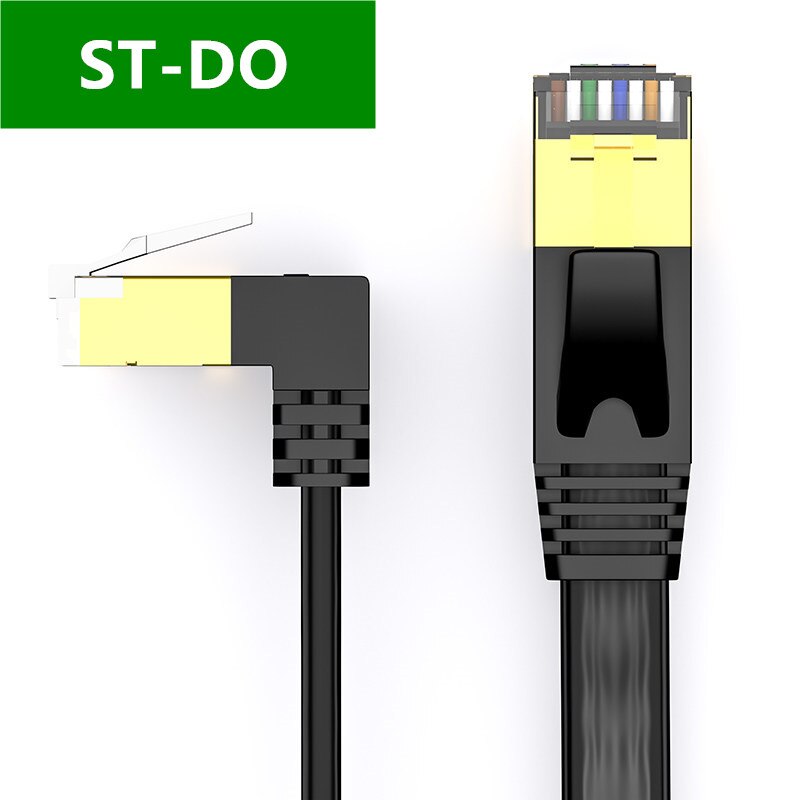Ethernet Cable RJ45 Cat7 Lan Cable STP RJ 45 Flat Network Right Angled Cable Patch Cord for Modem, Router, Patch Panel, Laptop