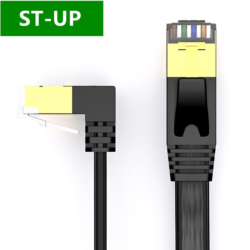 Ethernet Cable RJ45 Cat7 Lan Cable STP RJ 45 Flat Network Right Angled Cable Patch Cord for Modem, Router, Patch Panel, Laptop