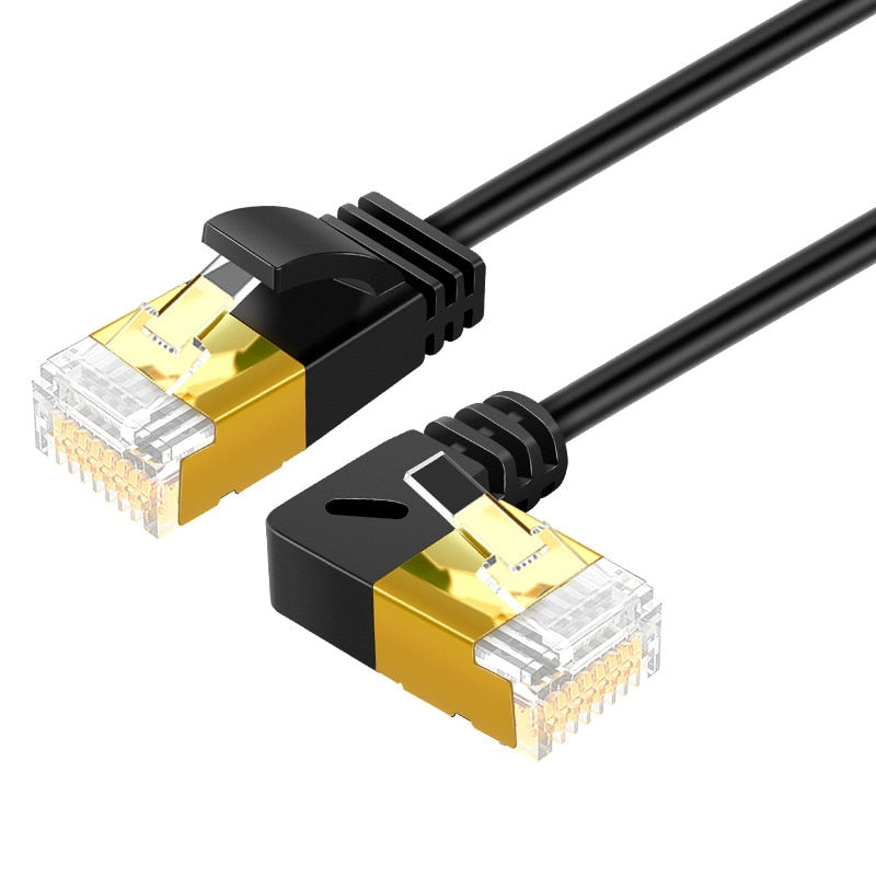 Ethernet Cable RJ45 Cat7 Lan Cable UTP RJ45 Network Cable for Cat6 Compatible Patch Cord 90 Degree Right Angle 10Gbps 0.5m 1m
